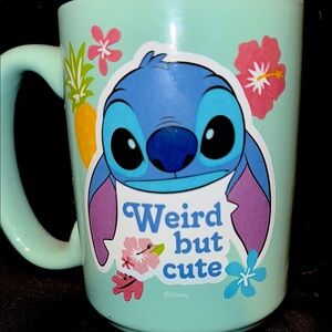 Disney Mint Green Stitch Mug with Floral Accents